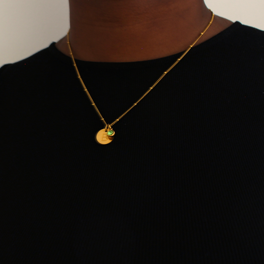 Délicate | Collier personnalisé en acier inoxydable et pierre de naissance