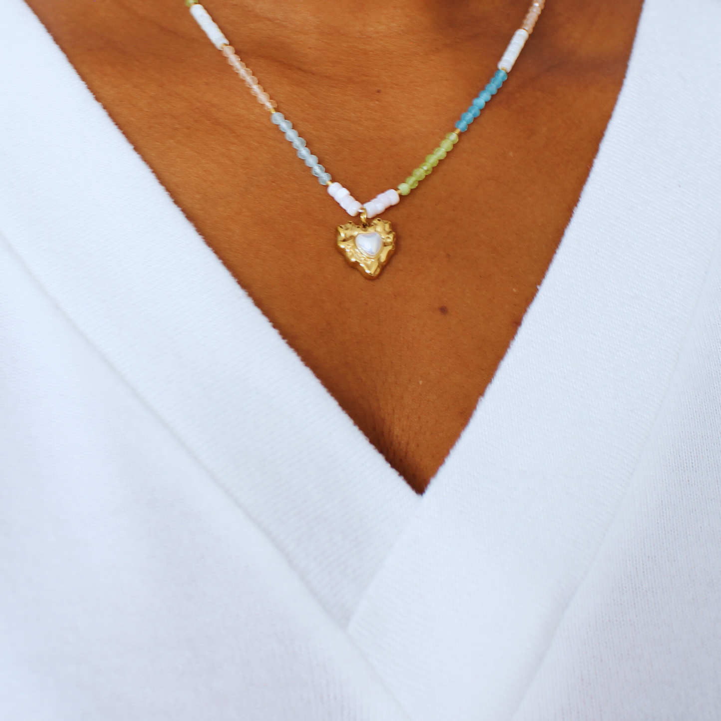 Iris | Collier en Pierres Naturelles et Acier Inoxydable