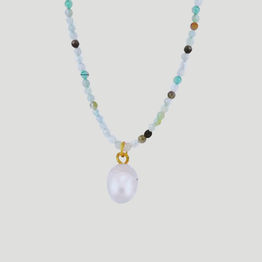 Isa | Collier en pierres naturelles et perle d'eau douce